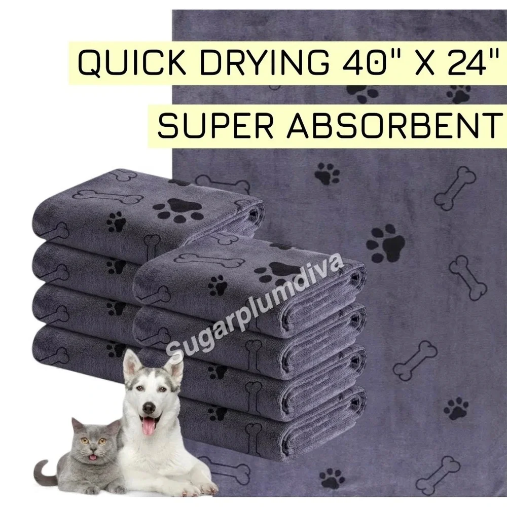 Super Absorbent Microfiber Pet Drying‎ Towels LARGE 8pk Quick Drying Dogs Cats